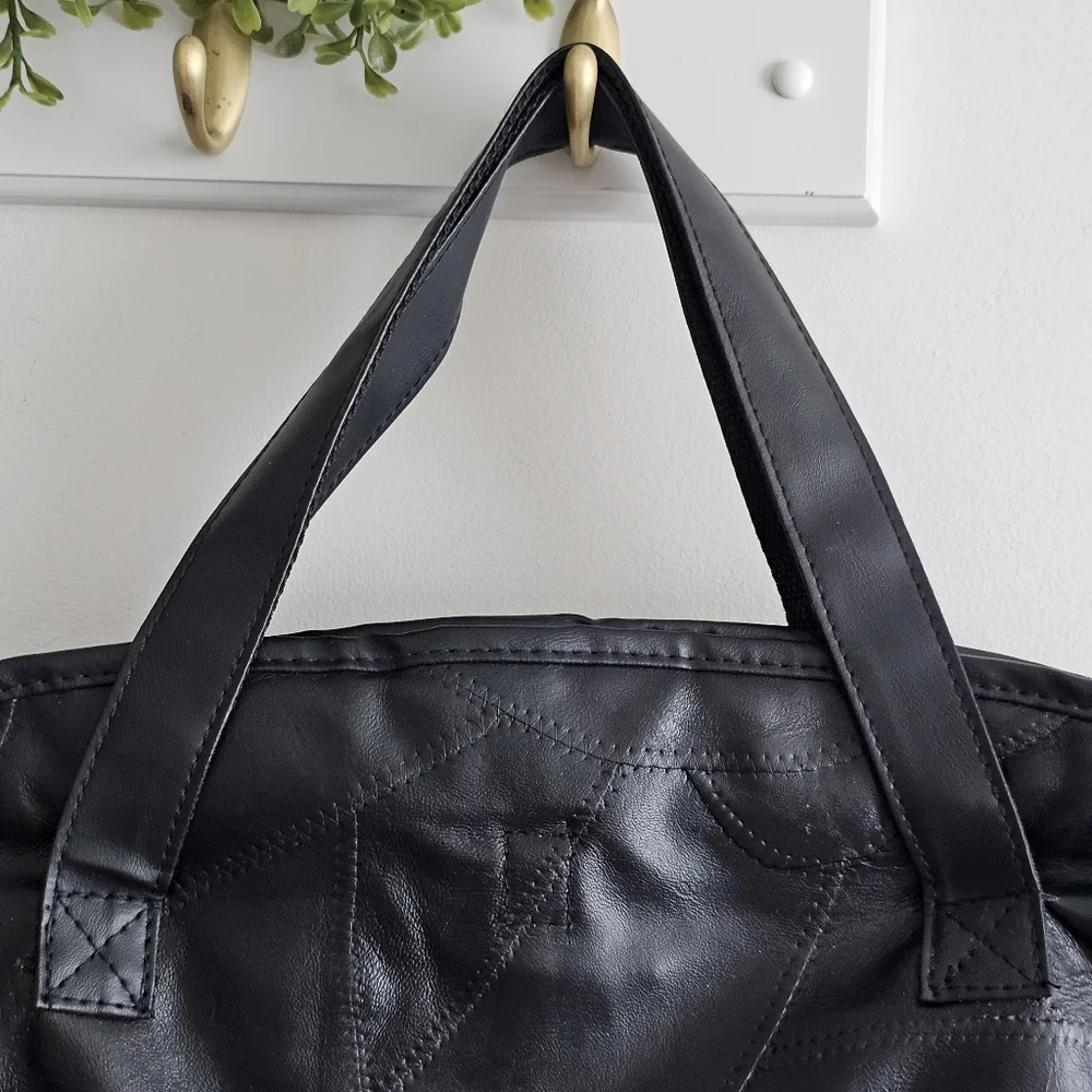 Fieldstone Genuine Buffalo Leather Garment Bag Black Travel Suit Carrier Zip
